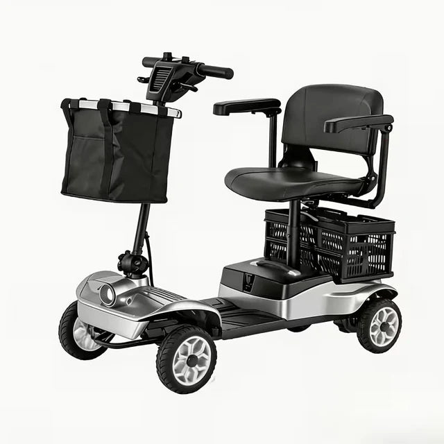 Senior Electric Mobility Scooter, Ergonomic Handle, Electromagnetic Brake, LED Light, Shopping Basket, 264.55LB Load, Safe Travel
